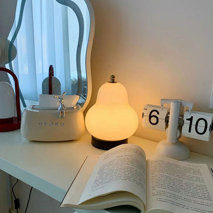 Moderne Minimalistische Creme-Birnen-Disc-Basis-Hardware-Glas-LED-Tischlampe für das Schlafzimmer