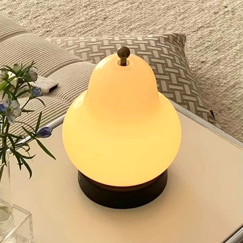 Moderne Minimalistische Creme-Birnen-Disc-Basis-Hardware-Glas-LED-Tischlampe für das Schlafzimmer