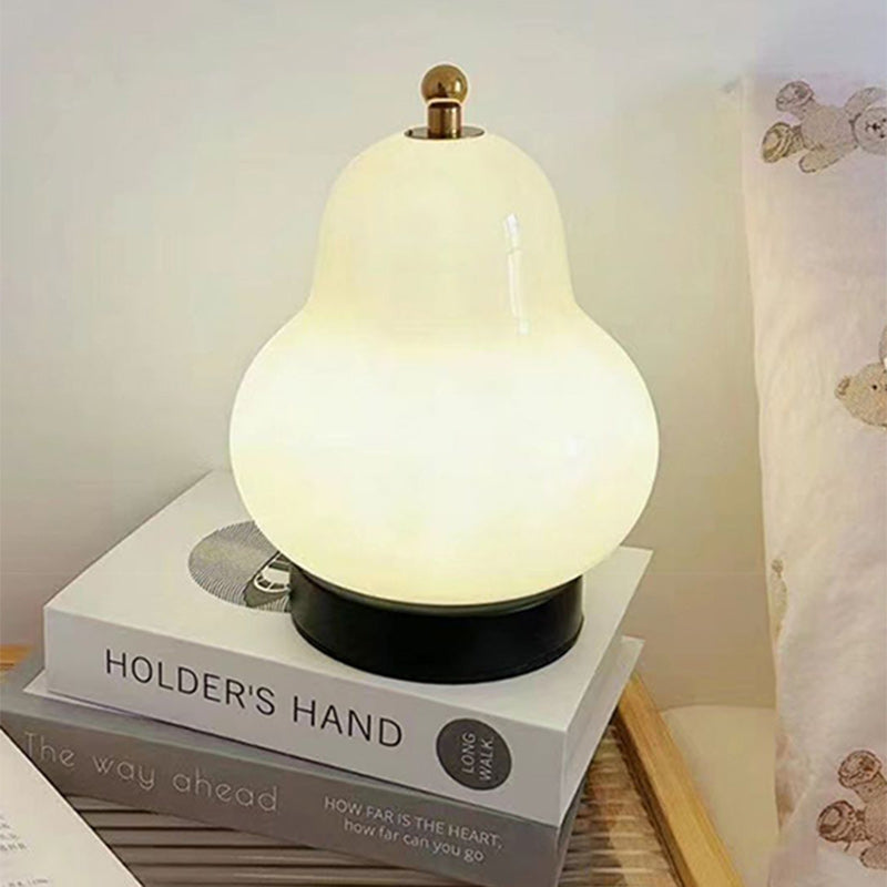 Moderne Minimalistische Creme-Birnen-Disc-Basis-Hardware-Glas-LED-Tischlampe für das Schlafzimmer