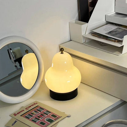 Moderne Minimalistische Creme-Birnen-Disc-Basis-Hardware-Glas-LED-Tischlampe für das Schlafzimmer