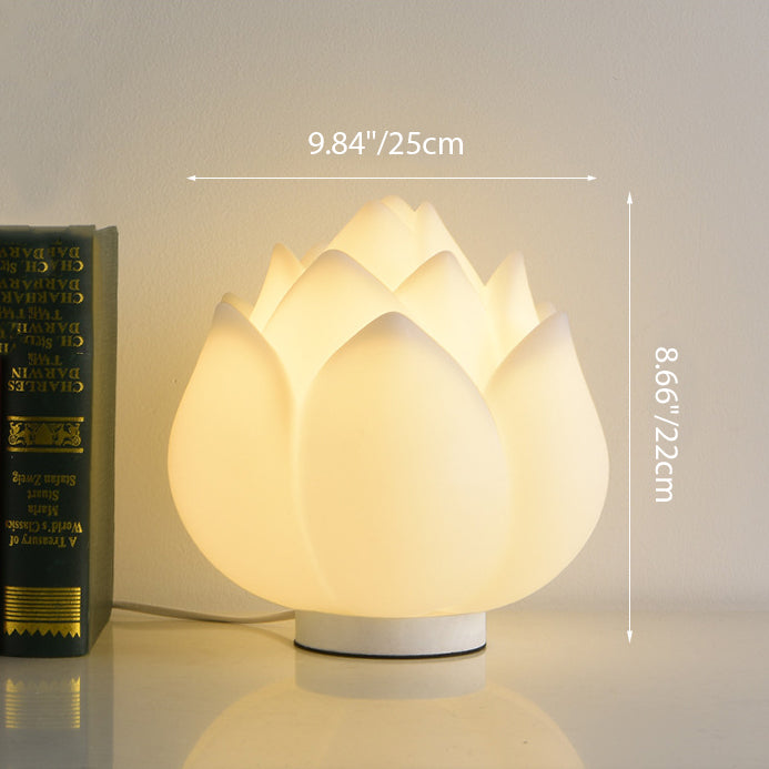 Zeitgenössische kreative Lotus-Disk-Basis PE 1-Licht Tischlampe für das Schlafzimmer