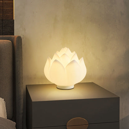 Zeitgenössische kreative Lotus-Disk-Basis PE 1-Licht Tischlampe für das Schlafzimmer