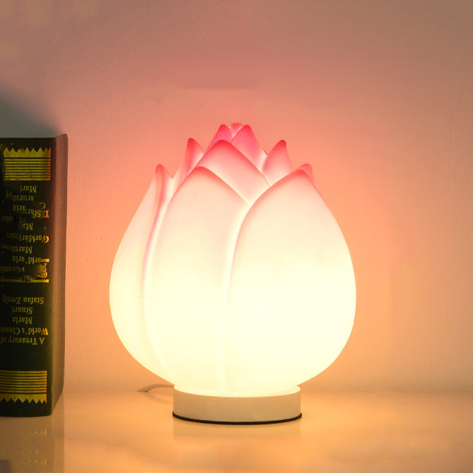 Zeitgenössische kreative Lotus-Disk-Basis PE 1-Licht Tischlampe für das Schlafzimmer