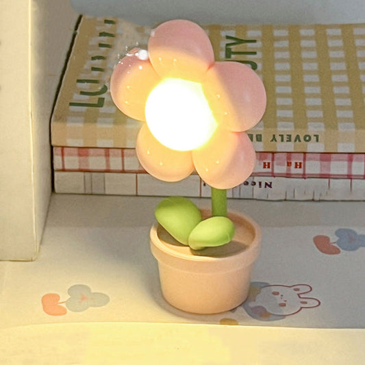 Zeitgenössische Kreative Süße Blumen Runde Tischbasis ABS PC LED Tischlampe Für Schlafzimmer