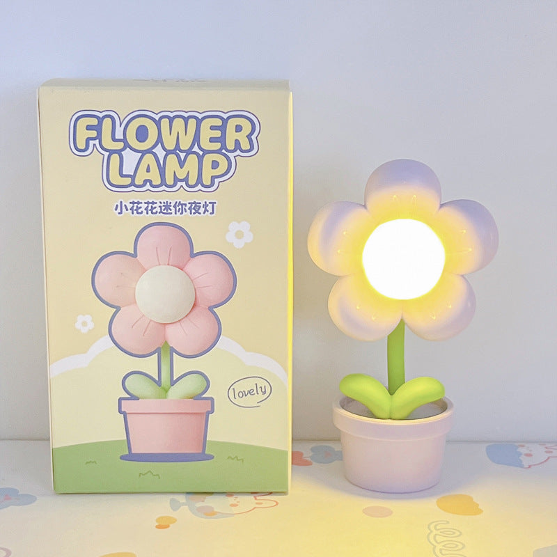 Zeitgenössische Kreative Süße Blumen Runde Tischbasis ABS PC LED Tischlampe Für Schlafzimmer