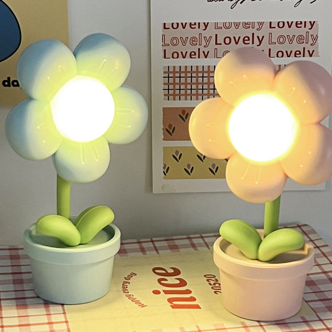 Zeitgenössische Kreative Süße Blumen Runde Tischbasis ABS PC LED Tischlampe Für Schlafzimmer