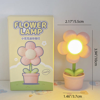 Zeitgenössische Kreative Süße Blumen Runde Tischbasis ABS PC LED Tischlampe Für Schlafzimmer