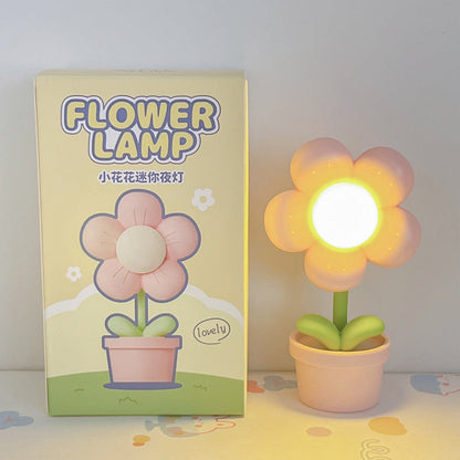 Zeitgenössische Kreative Süße Blumen Runde Tischbasis ABS PC LED Tischlampe Für Schlafzimmer