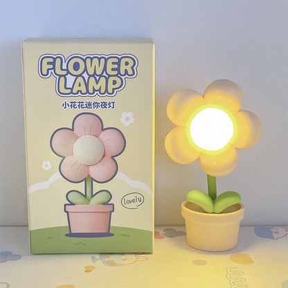 Zeitgenössische Kreative Süße Blumen Runde Tischbasis ABS PC LED Tischlampe Für Schlafzimmer