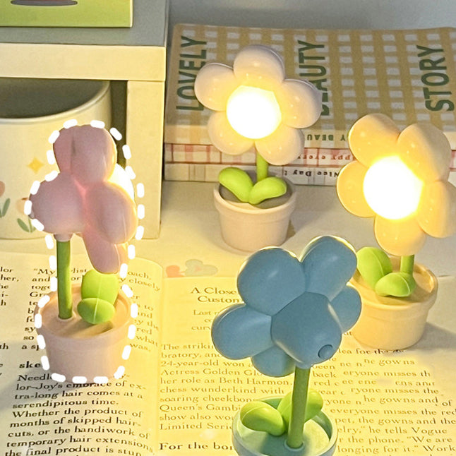 Zeitgenössische Kreative Süße Blumen Runde Tischbasis ABS PC LED Tischlampe Für Schlafzimmer