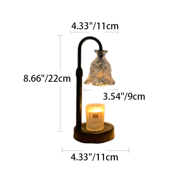 Zeitgenössische skandinavische florale Disc-Basis Eisen Holz Glas 1-Licht schmelzende Wachstischlampe für das Schlafzimmer