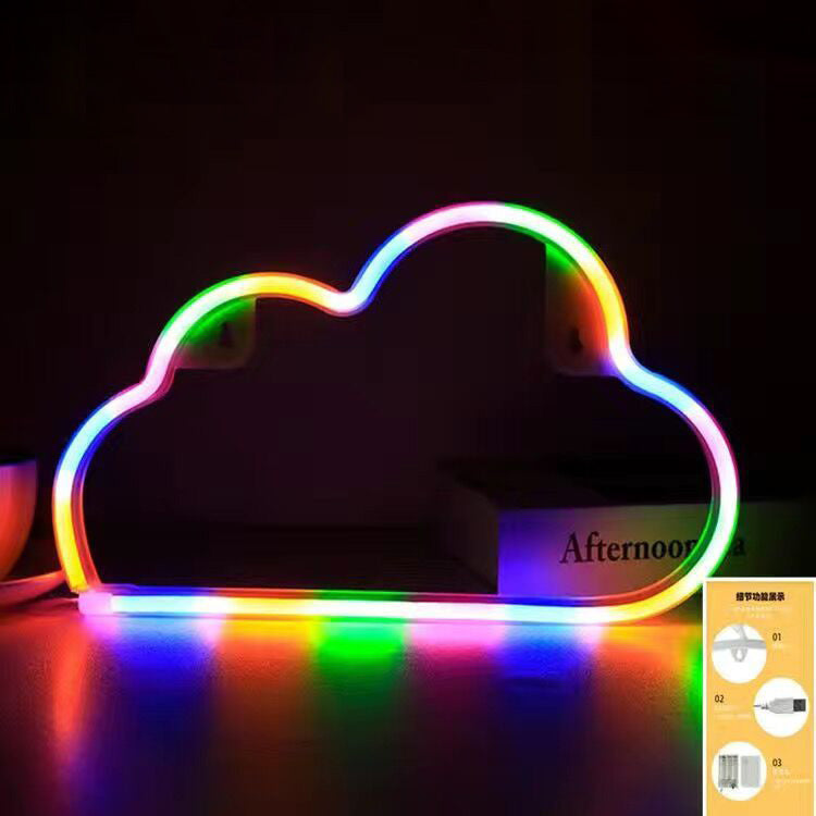 Moderne Art Deco Helle Neon Wolke PVC Streifen LED Nachtlicht Tischlampe Für Schlafzimmer