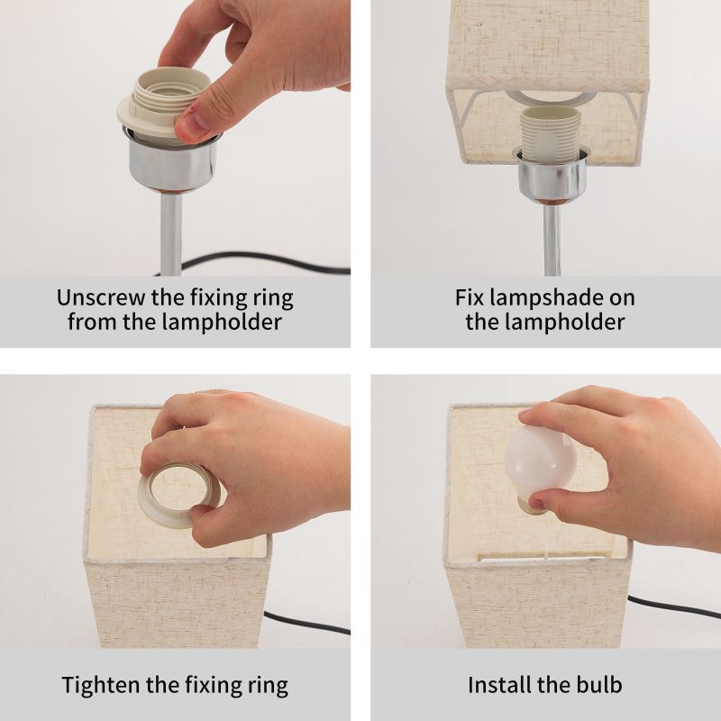 Zeitgenössische Einfachheit Stoff Kubus Schattierung Hardware Basis 1-Licht Tischlampe Für Schlafzimmer