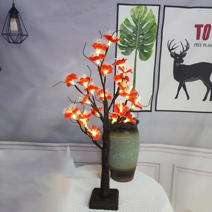 Zeitgenössische Kreative Plastikstoff Künstliche Rosenblume Baum LED Tischlampe Für Schlafzimmer