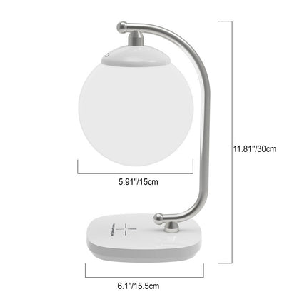 Zeitgenössische skandinavische ABS-Mondschattierung Imitation Holzmaserung Basis LED Tischlampe für Schlafzimmer