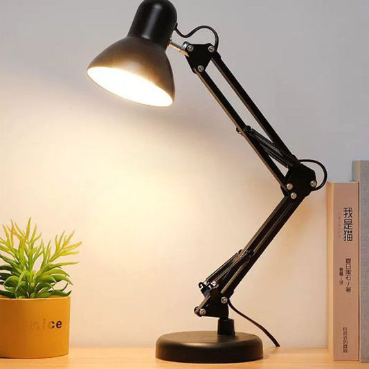 Zeitgenössische nordische verstellbare Lampe Arm Eisen Rund 1-Licht Tischlampe für Schlafzimmer