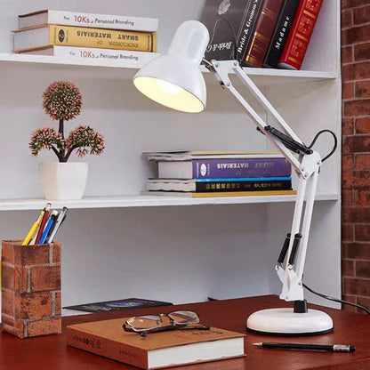 Zeitgenössische nordische verstellbare Lampe Arm Eisen Rund 1-Licht Tischlampe für Schlafzimmer