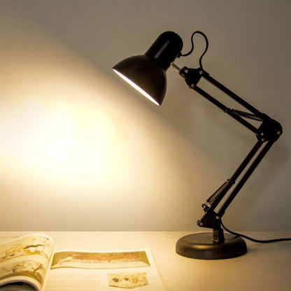 Zeitgenössische nordische verstellbare Lampe Arm Eisen Rund 1-Licht Tischlampe für Schlafzimmer