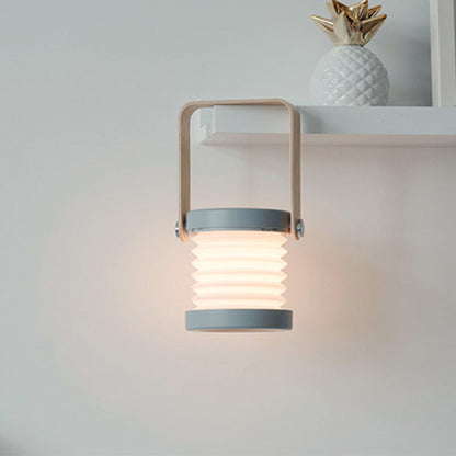 Zeitgenössische skandinavische tragbare ausziehbare Laterne zylindrische Holz Eisen PC LED Tischlampe für das Schlafzimmer