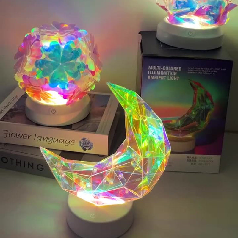 Moderne Art Deco USB Kirschblüten Wellenmond Runde ABS PET LED Tischlampe Für Schlafzimmer