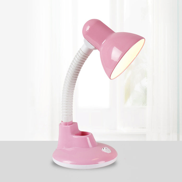 Zeitgenössischer skandinavischer Stifthalter runder Kegel Kunststoff 1-Licht Tischlampe für das Schlafzimmer