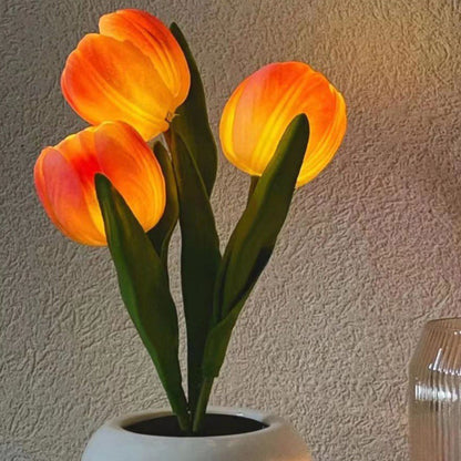 Moderne Art Deco Tulpenstrauß PU Keramik LED Tischlampe für das Schlafzimmer