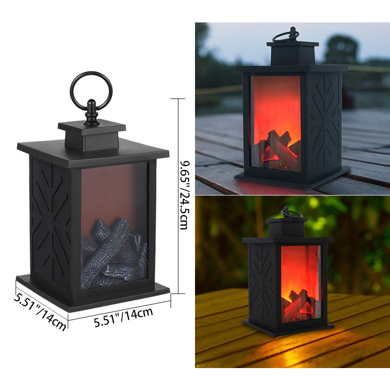 Zeitgenössisches Retro ABS Simulierte Flammen Kamin Runde Batterie Rechteckige LED Tischlampe Für Wohnzimmer