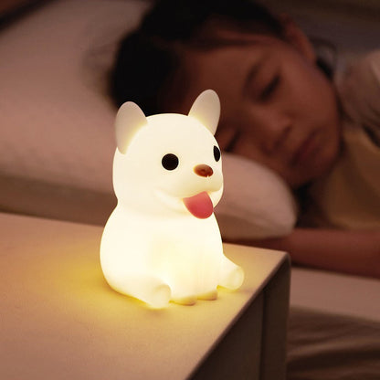 Zeitgenössische kreative Kinder wiederaufladbare Bulldogge Silica PC ABS LED Tischlampe Nachtlicht für Nachttisch