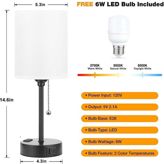 Moderne Einfachheit Stoff Eisen Zylinder Reißverschluss USB Aufladbare 1-Licht Tischlampe Für Nachttisch