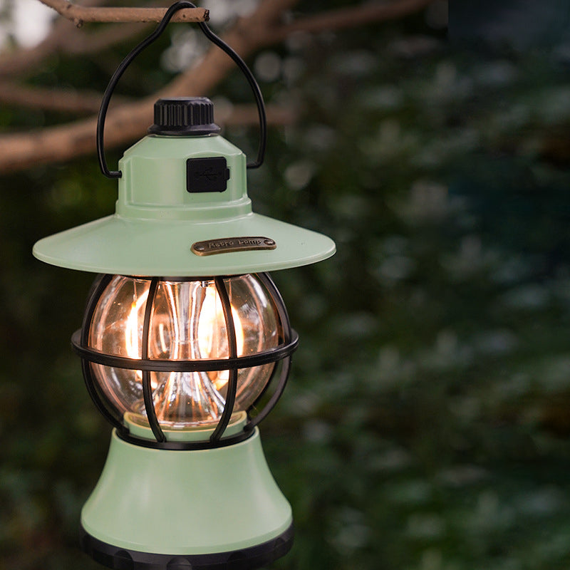 Zeitgenössische Retro wasserdichte wiederaufladbare/Batterie ABS PS PP Stahl Laterne Hängende LED Tischlampe Außenlicht für den Garten