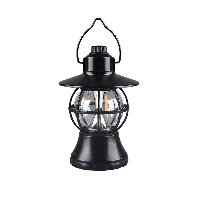 Zeitgenössische Retro wasserdichte wiederaufladbare/Batterie ABS PS PP Stahl Laterne Hängende LED Tischlampe Außenlicht für den Garten