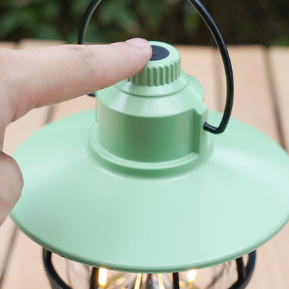 Zeitgenössische Retro wasserdichte wiederaufladbare/Batterie ABS PS PP Stahl Laterne Hängende LED Tischlampe Außenlicht für den Garten