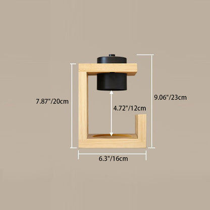 Traditionelle Bauernhaus Metall Gummi Geometrische Linie Zylinder Holz 1-Lampe schmelzendes Wachs Tischlampe für Schlafzimmer