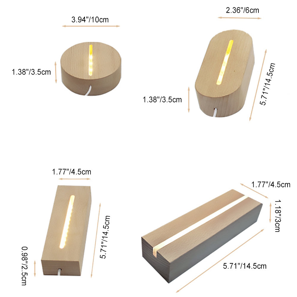 Zeitgenössische kreative wiederaufladbare Massivholz runde rechteckige elliptische LED-Tischlampe Nachtlicht für das Schlafzimmer