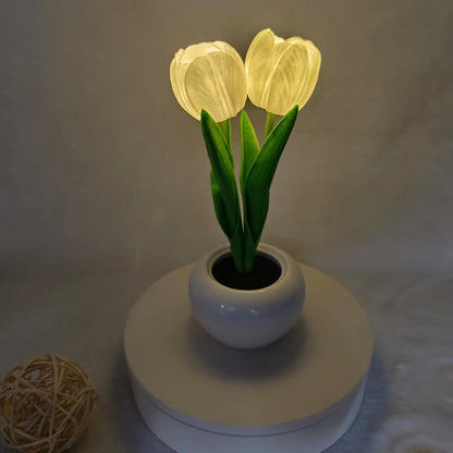 Moderne kreative Simulation Tulpen-Pfingstrose LED Nachtlicht Tischlampe