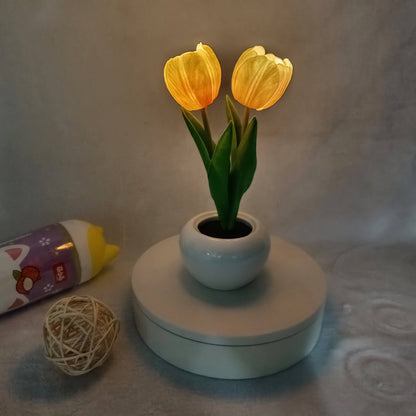 Moderne kreative Simulation Tulpen-Pfingstrose LED Nachtlicht Tischlampe