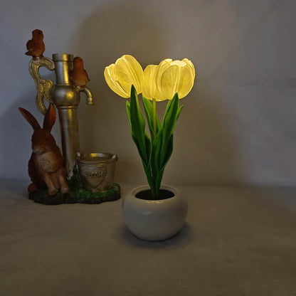 Moderne kreative Simulation Tulpen-Pfingstrose LED Nachtlicht Tischlampe