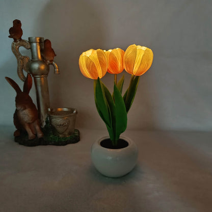 Moderne kreative Simulation Tulpen-Pfingstrose LED Nachtlicht Tischlampe