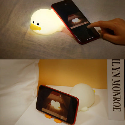 Moderne Kreative Süße Ente Silikon USB Wiederaufladbare LED Pat Nachtlampe Tischlampe