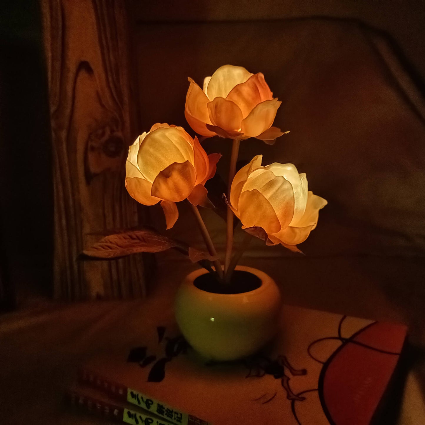 Moderne kreative Simulation Tulpen-Pfingstrose LED Nachtlicht Tischlampe