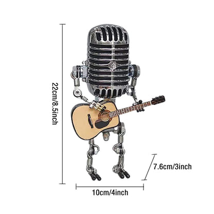 RoyaleGlow Vintage Mikrofon Roboter Lampe mit Gitarre - Einzigartige Wohnkultur