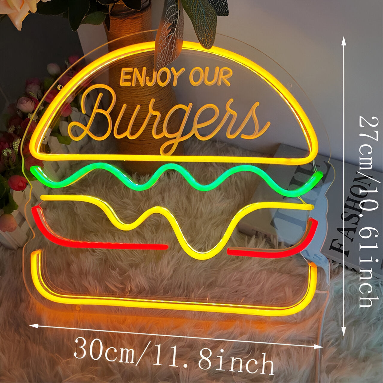 Fastfood-Neonschild - Buntes Fast Food Schild - USB Nachtlicht