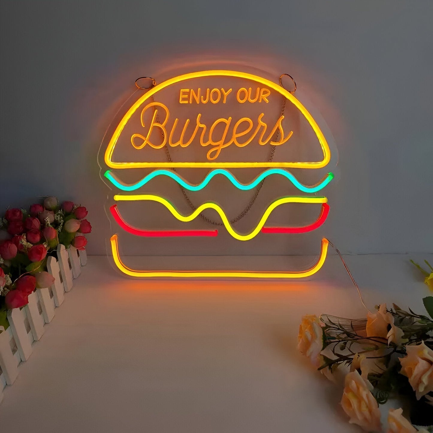 Fastfood-Neonschild - Buntes Fast Food Schild - USB Nachtlicht