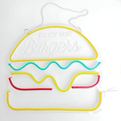 Fastfood-Neonschild - Buntes Fast Food Schild - USB Nachtlicht