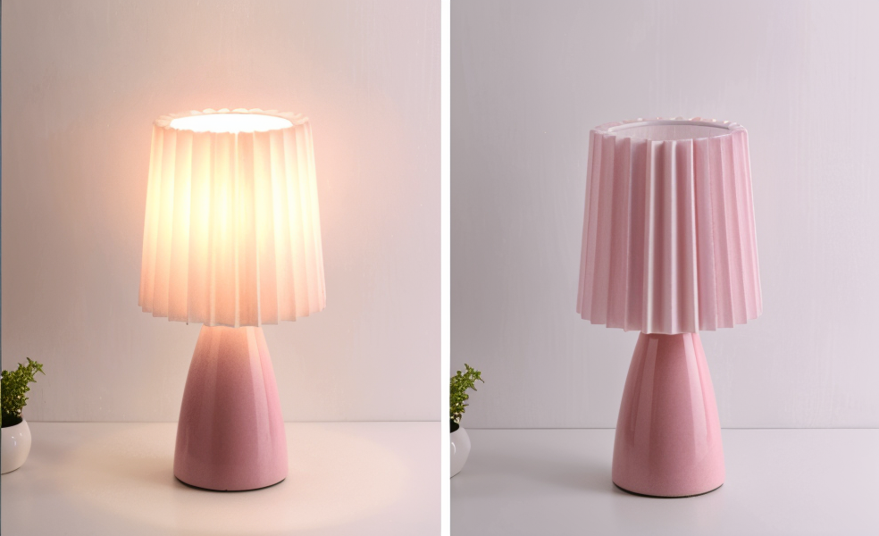 ConePleated Tischleuchte - LED Keramik Milkshake Schreibtischlampe