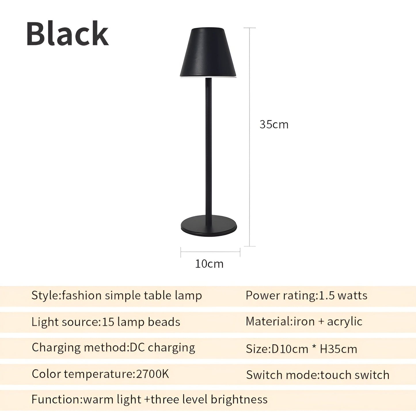 RoyaleGlow Moderne LED Tischlampe mit Touch-Schalter & USB-Anschluss für ultimativen Komfort