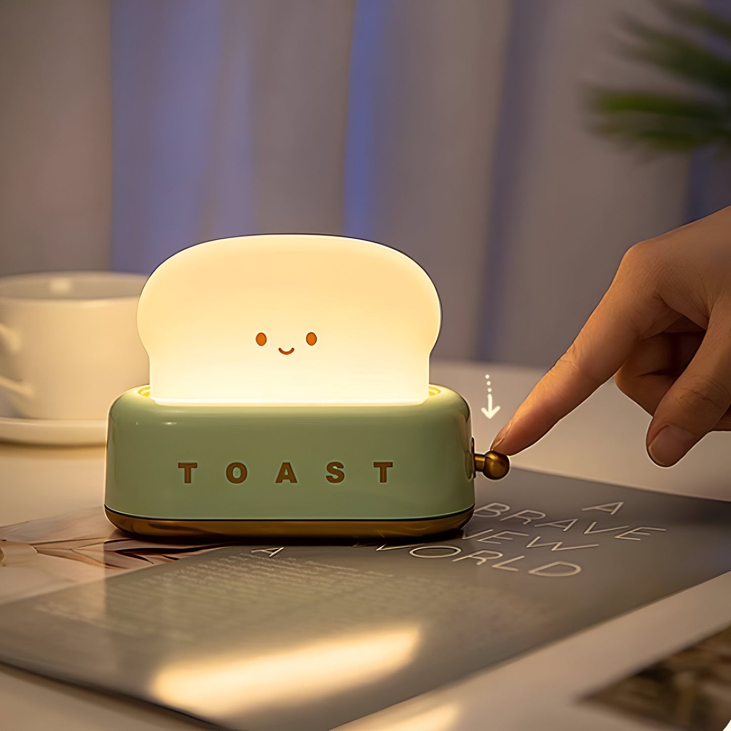 TinyToast Tischlampe - Tragbares Brotbackautomaten-Nachtlicht - Dimmbare LED-Lampe