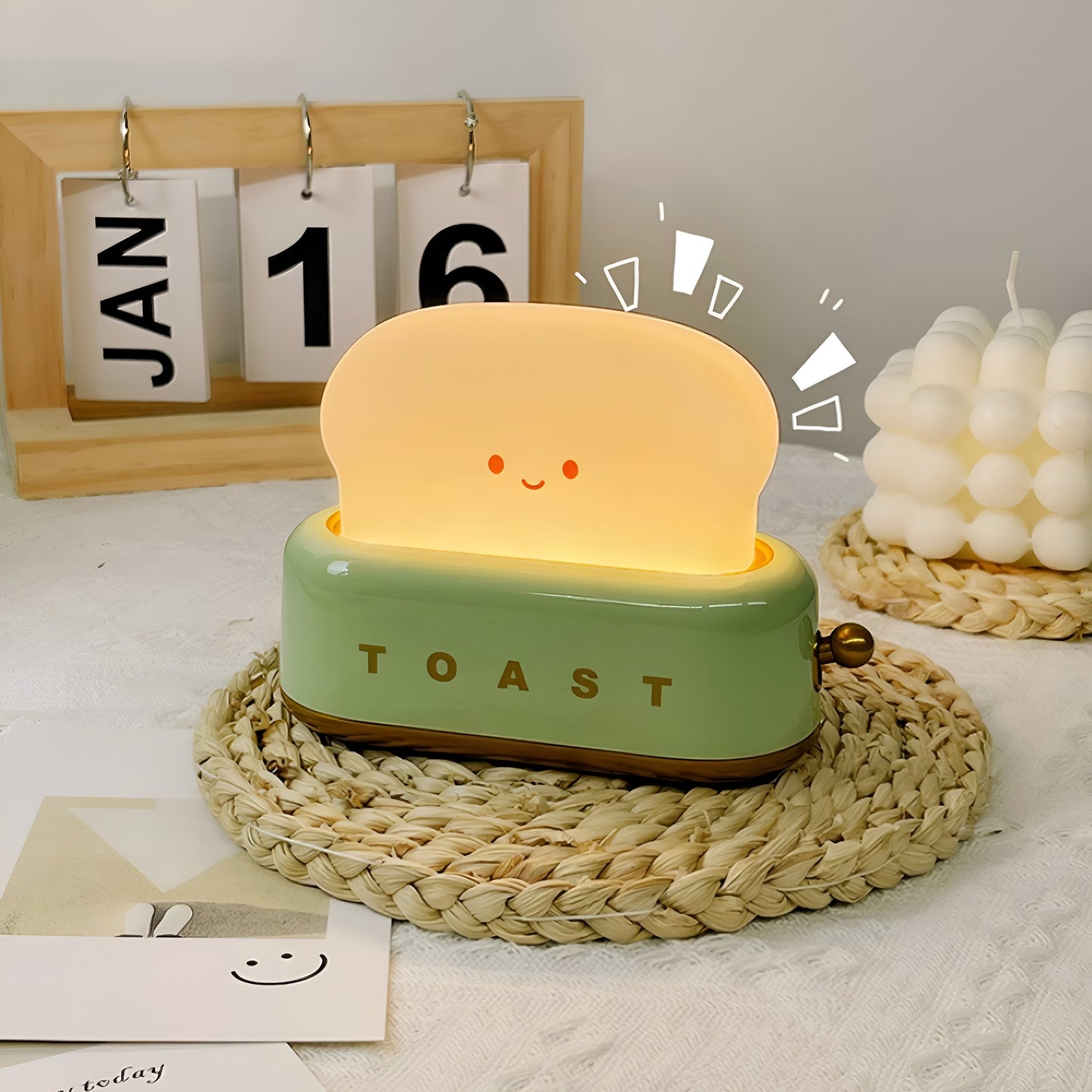 TinyToast Tischlampe - Tragbares Brotbackautomaten-Nachtlicht - Dimmbare LED-Lampe