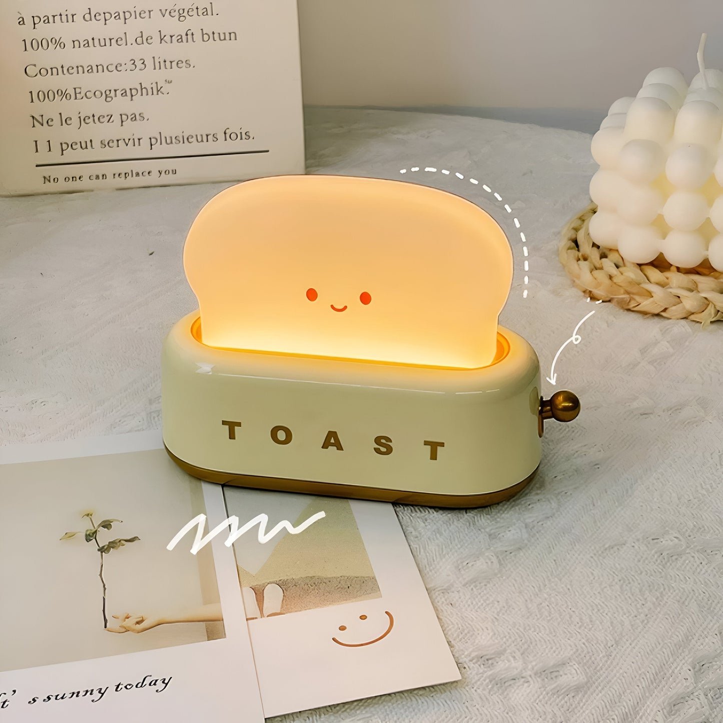 TinyToast Tischlampe - Tragbares Brotbackautomaten-Nachtlicht - Dimmbare LED-Lampe