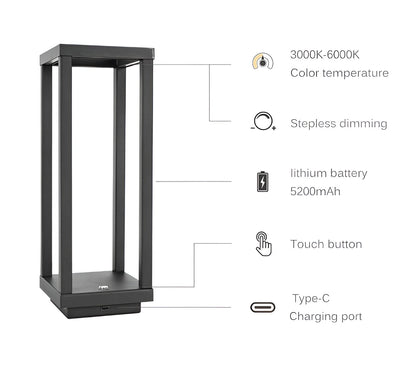 VerticaBeam - 3D rechteckige schwarze LED-Tischlampe